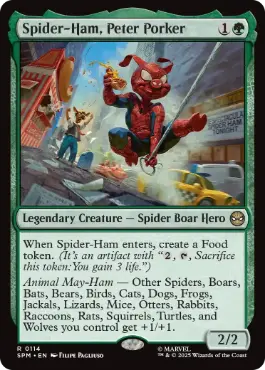 (114)《スパイダーハム、ピーター・ポーカー/Spider-Ham, Peter Porker》[SPM] 緑R