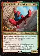 【Foil】(142)■プレリリース■《スカーレット・スパイダー、ベン・ライリー/Scarlet Spider, Ben Reilly》[SPM] 金R
