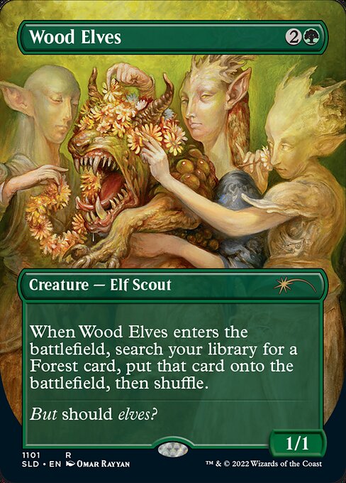 (1101)■ボーダーレス■《ウッド・エルフ/Wood Elves》[SLD] 緑R