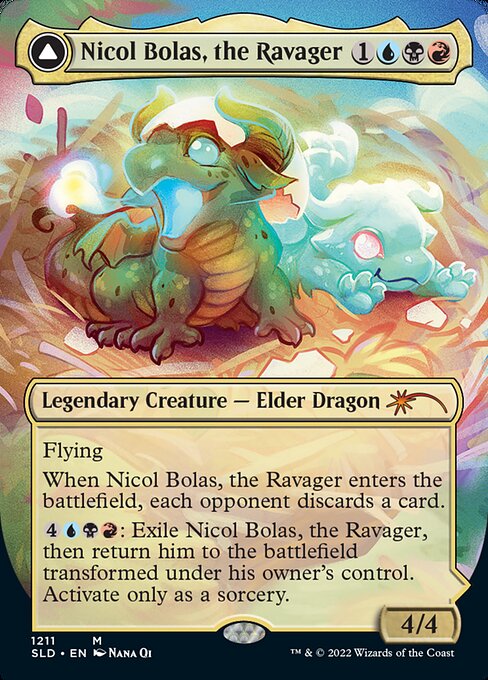 (1211)■ボーダーレス■《破滅の龍、ニコル・ボーラス/Nicol Bolas, the Ravager》/《覚醒の龍、ニコル・ボーラス/Nicol Bolas, the Arisen》[SLD] 金※提示用カード