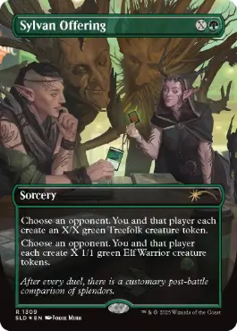 世界を支配　foil ヨーグモス　mtg　ボーダーレス Foil】(1309)□ボーダーレス□《森の捧げ物/Sylvan Offering