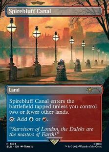 【Foil】(1373)■ボーダーレス■《尖塔断の運河/Spirebluff Canal》[SLD] 土地