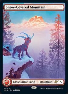 【Foil】(1476)■フルアート■《冠雪の山/Snow-Covered Mountain》[SLD] 土地