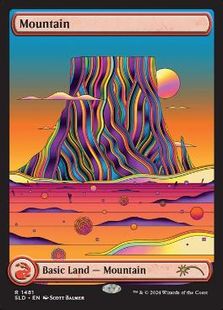 【Foil】(1481)■フルアート■《山/Mountain》[SLD] 土地