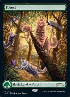 【Foil】(1515)■フルアート■《森/Forest》[SLD] 土地