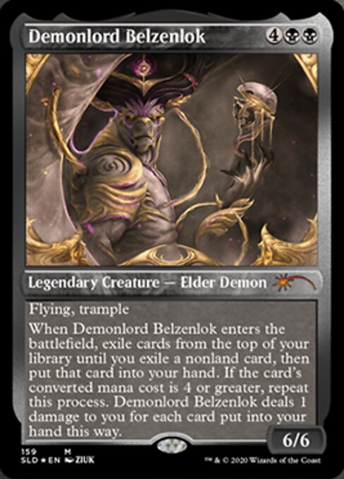 【エッチング・Foil】(159)《悪魔王ベルゼンロック/Demonlord Belzenlok》[SLD] 黒R