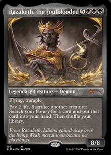 【エッチング・Foil】(163)《穢れた血、ラザケシュ/Razaketh, the Foulblooded》[SLD] 黒R