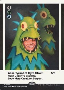 【Foil】(1873)■ボーダーレス■《円渦海峡の暴君、アシー/Aesi, Tyrant of Gyre Strait》[SLD] 金