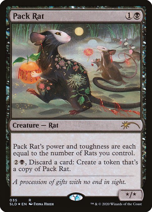 【Foil】(035)《群れネズミ/Pack Rat》[SLD] 黒R