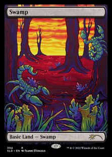【Foil】(394)■フルアート■《沼/Swamp》[SLD] 土地