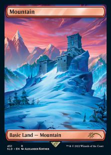 【Foil】(451)■フルアート■《山/Mountain》[SLD] 土地