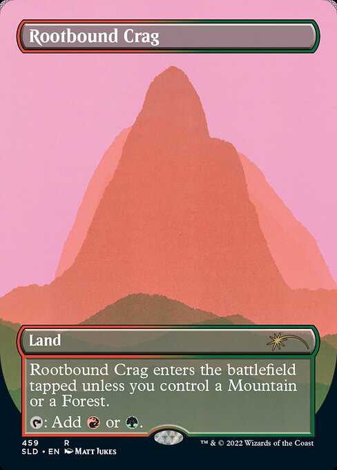 【Foil】(459)■ボーダーレス■《根縛りの岩山/Rootbound Crag》[SLD] 土地R