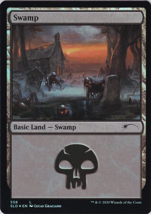 【Foil】(558)《沼/Swamp》[SLD] 土地