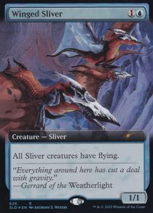 【Foil】(628)■拡張アート■《有翼スリヴァー/Winged Sliver》[SLD] 青R