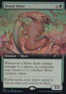 【Foil】(647)■拡張アート■《繁殖スリヴァー/Brood Sliver》[SLD] 緑R