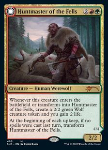 【Foil】(495)《高原の狩りの達人/Huntmaster of the Fells》[SLD] 金R