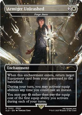 【Foil】(7002)■ボーダーレス■《真・ファントムソード/Armiger Unleashed》/《再鍛造/Forge Anew》[SLD] 白