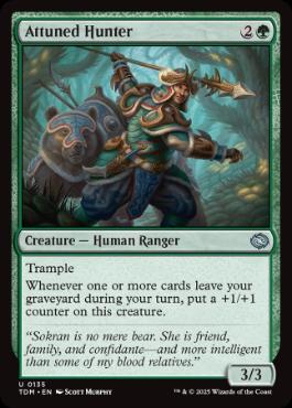 【Foil】(135)《以心伝心の狩人/Attuned Hunter》[TDM] 緑U