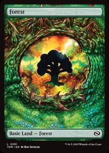 【Foil】(291)■フルアート■《森/Forest》[TDM] 土地