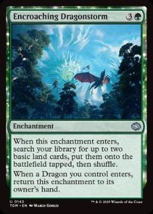 【Foil】(142)《侵食するドラゴンの嵐/Encroaching Dragonstorm》[TDM] 緑U
