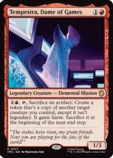 【サージ・Foil】(027)《ゲームから抜け出した悪夢、テンペストラ/Tempestra, Dame of Games》[TMC] 赤R