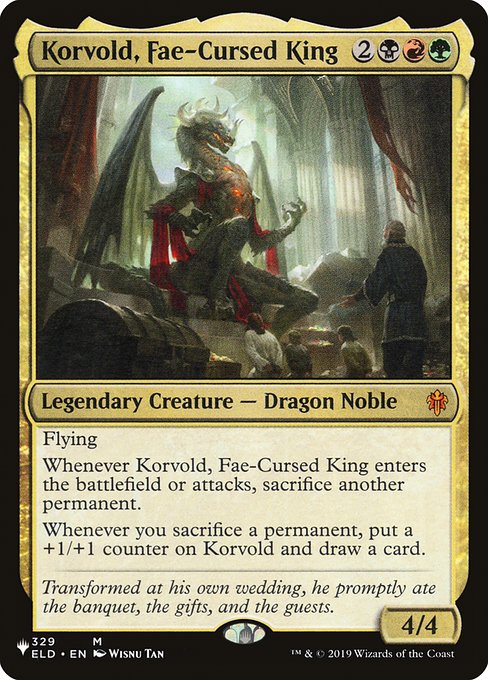 《フェイに呪われた王、コルヴォルド/Korvold, Fae-Cursed King》[PWシンボル付き再版] 金R