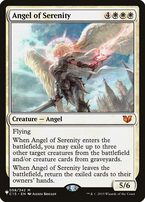 《静穏の天使/Angel of Serenity》(C15版)[PWシンボル付き再版] 白R