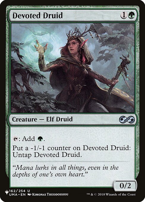 《献身のドルイド/Devoted Druid》[PWシンボル付き再版] 緑U