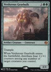 《新緑の機械巨人/Verdurous Gearhulk》[PWシンボル付き再版] 緑R