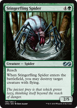 《棘投げの蜘蛛/Stingerfling Spider》[UMA] 緑U