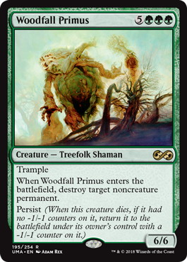 【Foil】《森滅ぼしの最長老/Woodfall Primus》[UMA] 緑R