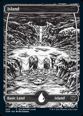 【Foil】(409)■フルアート■《島/Island》(The Moonlit Lands)[VOW-P] 土地