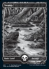 【Foil】(410)■フルアート■《沼/Swamp》(The Moonlit Lands)[VOW-P] 土地