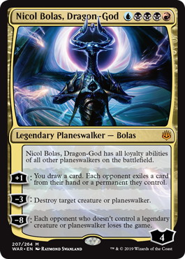 【Foil】■プレリリース■《龍神、ニコル・ボーラス/Nicol Bolas, Dragon-God》[WAR-PRE] 金R