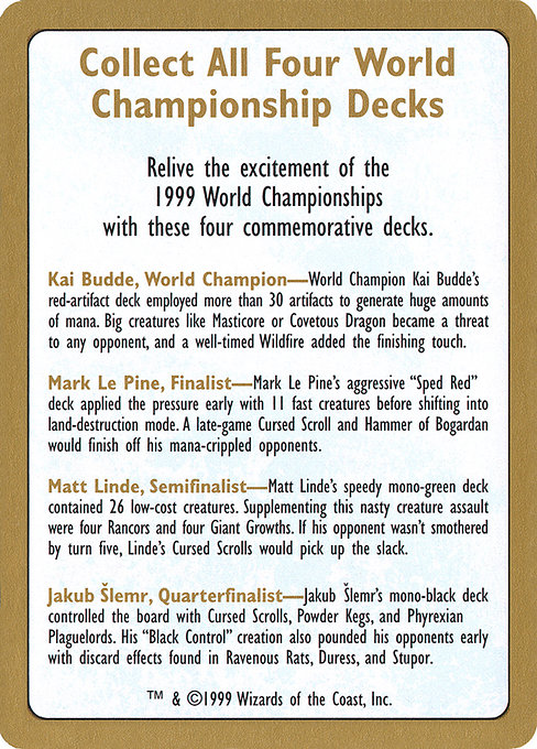金枠】《1999 World Championships Ad》[WC99] | 日本最大級 MTG通販