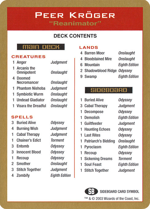 【金枠】《Peer Kröger Decklist》[WC03] 