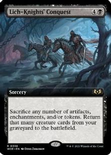 【Foil】(338)■拡張アート■《リッチの騎士の征服/Lich-Knights' Conquest》[WOE-BF] 黒R