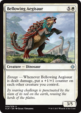 《吠えるイージサウルス/Bellowing Aegisaur》[XLN] 白U