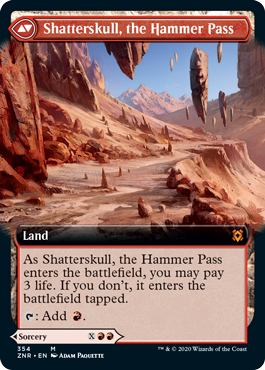【Foil】■拡張アート■《髑髏砕きの一撃/Shatterskull Smashing》/《鎚の山道、髑髏砕き/Shatterskull, the Hammer Pass》[ZNR-BF] 赤R