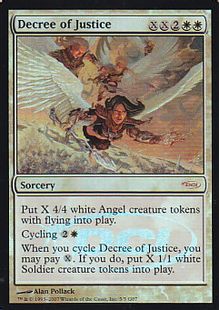 【Foil】《正義の命令/Decree of Justice》(ジャッジ褒賞)[DCIマーク] 白