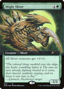 【Foil】(652)■拡張アート■《増力スリヴァー/Might Sliver》[SLD] 緑R