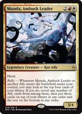 【Foil】■プレリリース■《待ち伏せ隊長、ムンダ/Munda, Ambush Leader》[BFZ-PRE] 金R