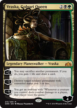 《ゴルガリの女王、ヴラスカ/Vraska, Golgari Queen》[GRN] 金R