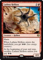 【Foil】■プレリリース■《ラスヌーのヘリオン/Lathnu Hellion》[KLD-PRE] 赤R