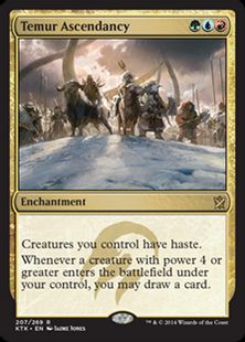 【Foil】■プレリリース■《ティムールの隆盛/Temur Ascendancy》[KTK-PRE] 金R