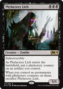 【Foil】■プレリリース■《聖句札の死者/Phylactery Lich》[M19-PRE] 黒R
