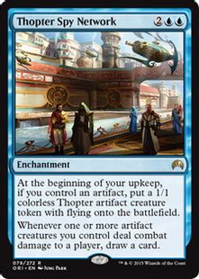 【Foil】■プレリリース■《飛行機械の諜報網/Thopter Spy Network》[ORI-PRE] 青R