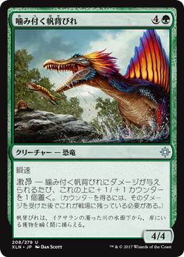 噛み付く帆背びれ