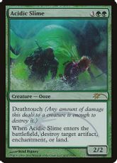 【Foil】《酸のスライム/Acidic Slime》(FNM)[流星マーク] 緑U