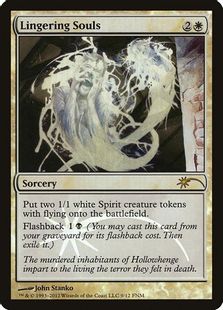 【Foil】《未練ある魂/Lingering Souls》(FNM)[流星マーク] 白